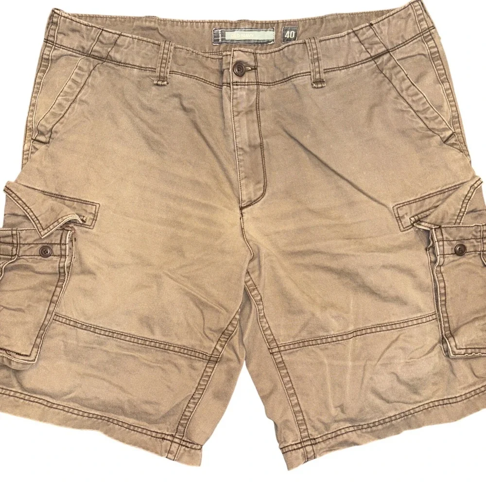 Old Navy Mens Cargo Shorts Size 40 Brown Cotton Twill Utility Multi-Pocket